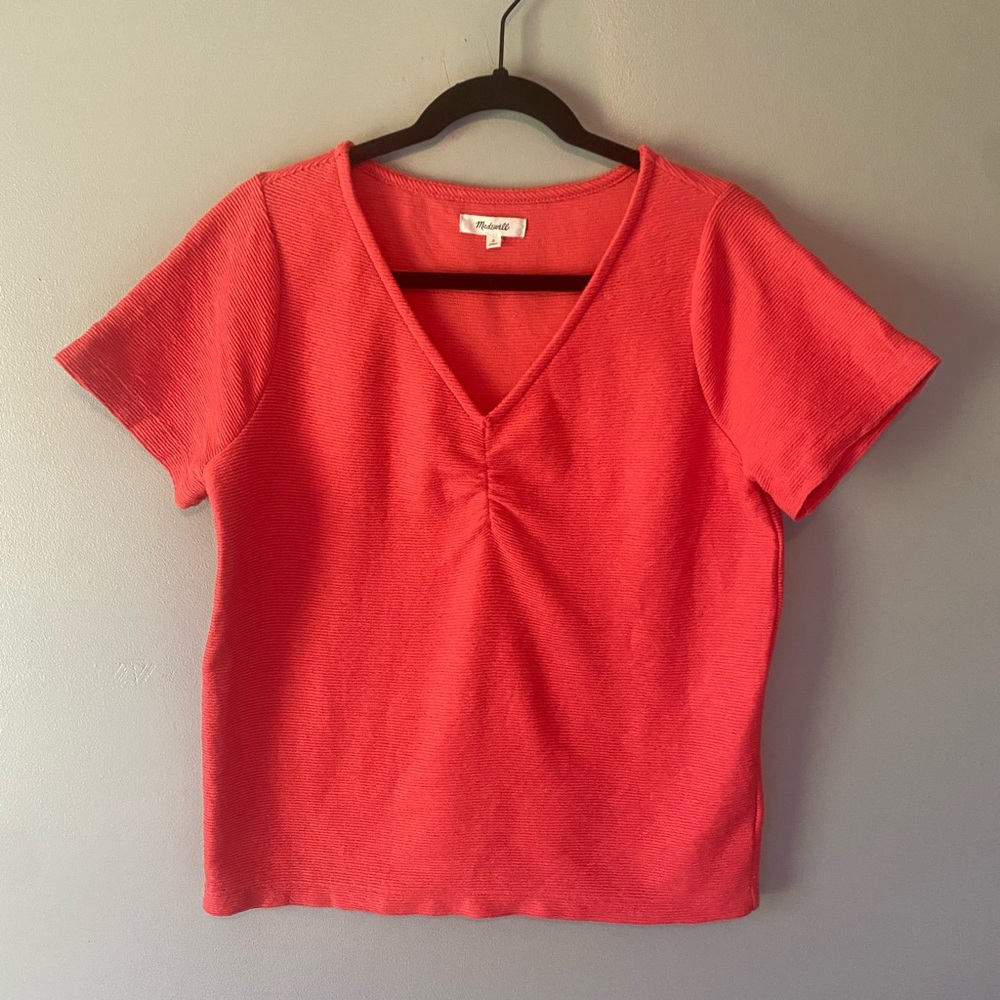 Madewell Ottoman Jacquard Rouched-Front Top